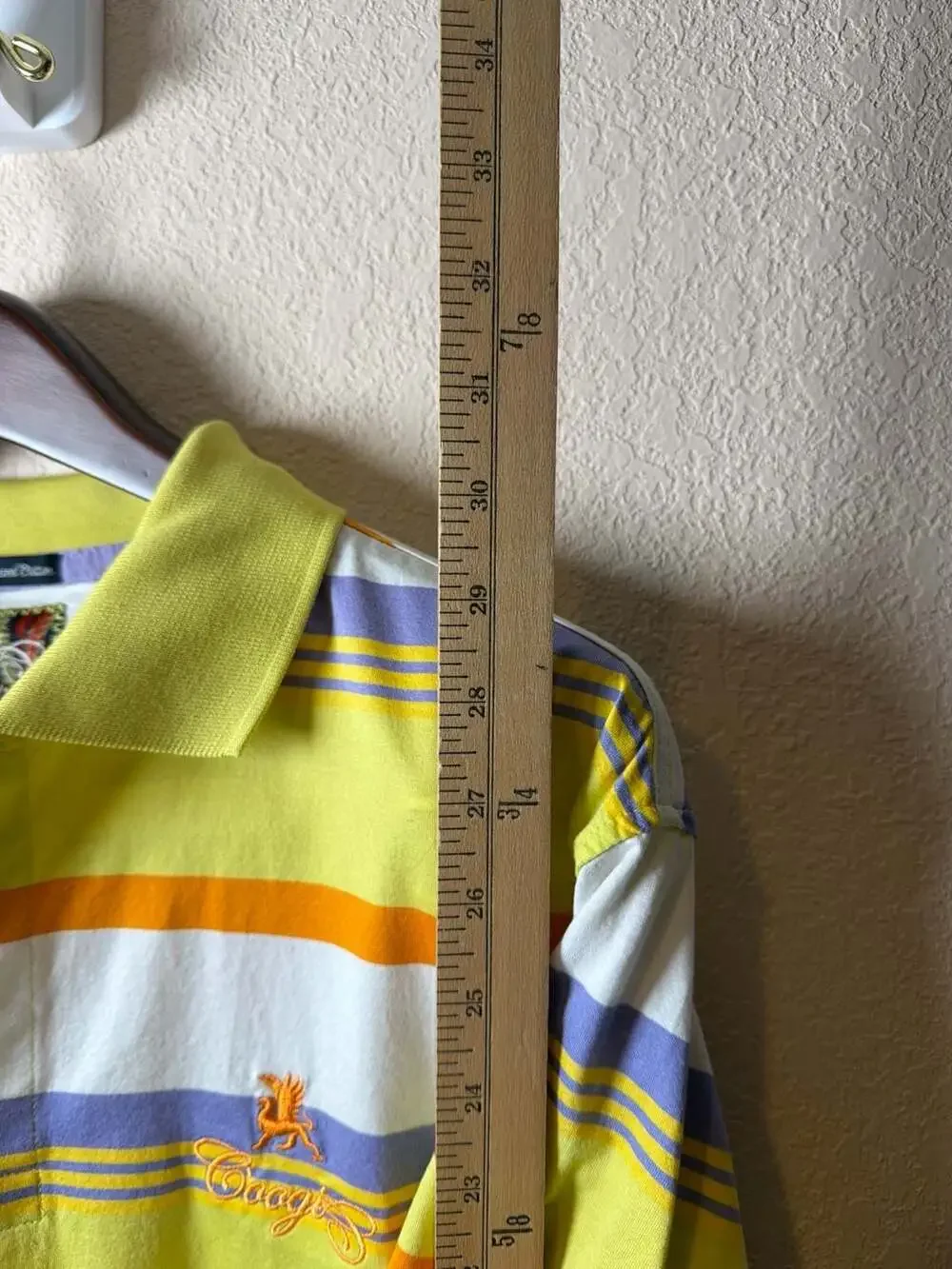 Vintage Coogi Striped Yellow Polo Shirt Size XXL Double‎ Mercerized Cotton